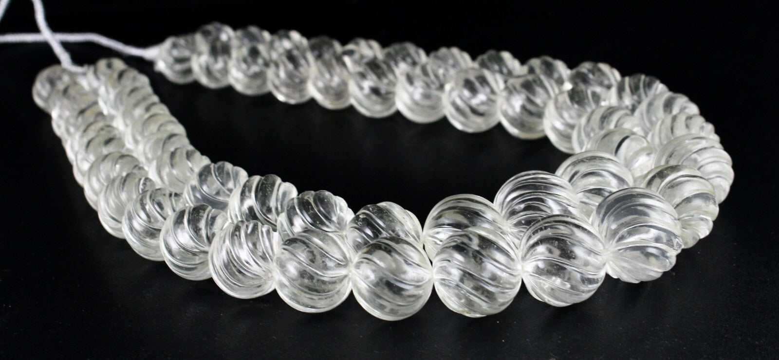 Certified Natural Rock Crystal Quartz Carved Beads Necklace 2049 Ct Rare Gem
