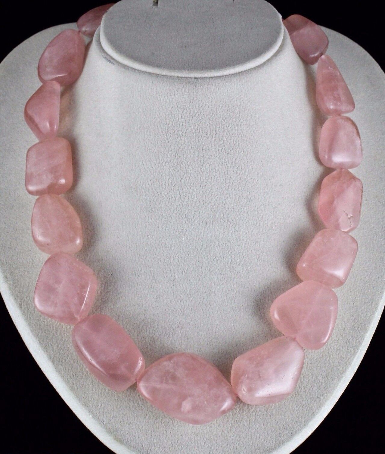 NATURAL ROSE QUARTZ TUMBLE CABOCHON BEADS 1 LINE 1280 CARATS GEMSTONE NECKLACE