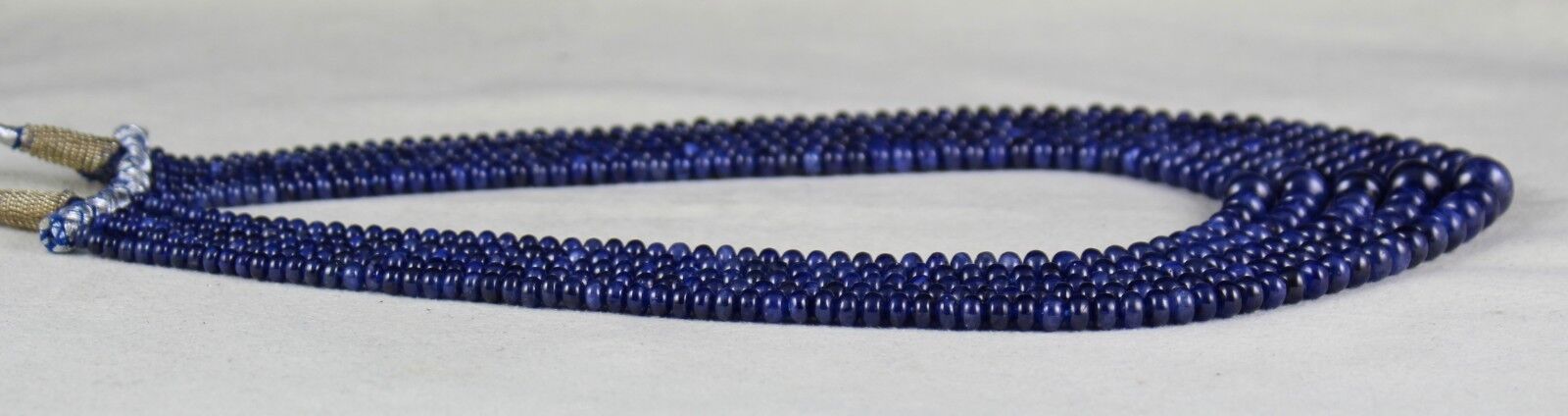 BURMESE BLUE SAPPHIRE BEADS ROUND 5 LINE 614 CTS GEMSTONE COLLECTORS NECKLACE