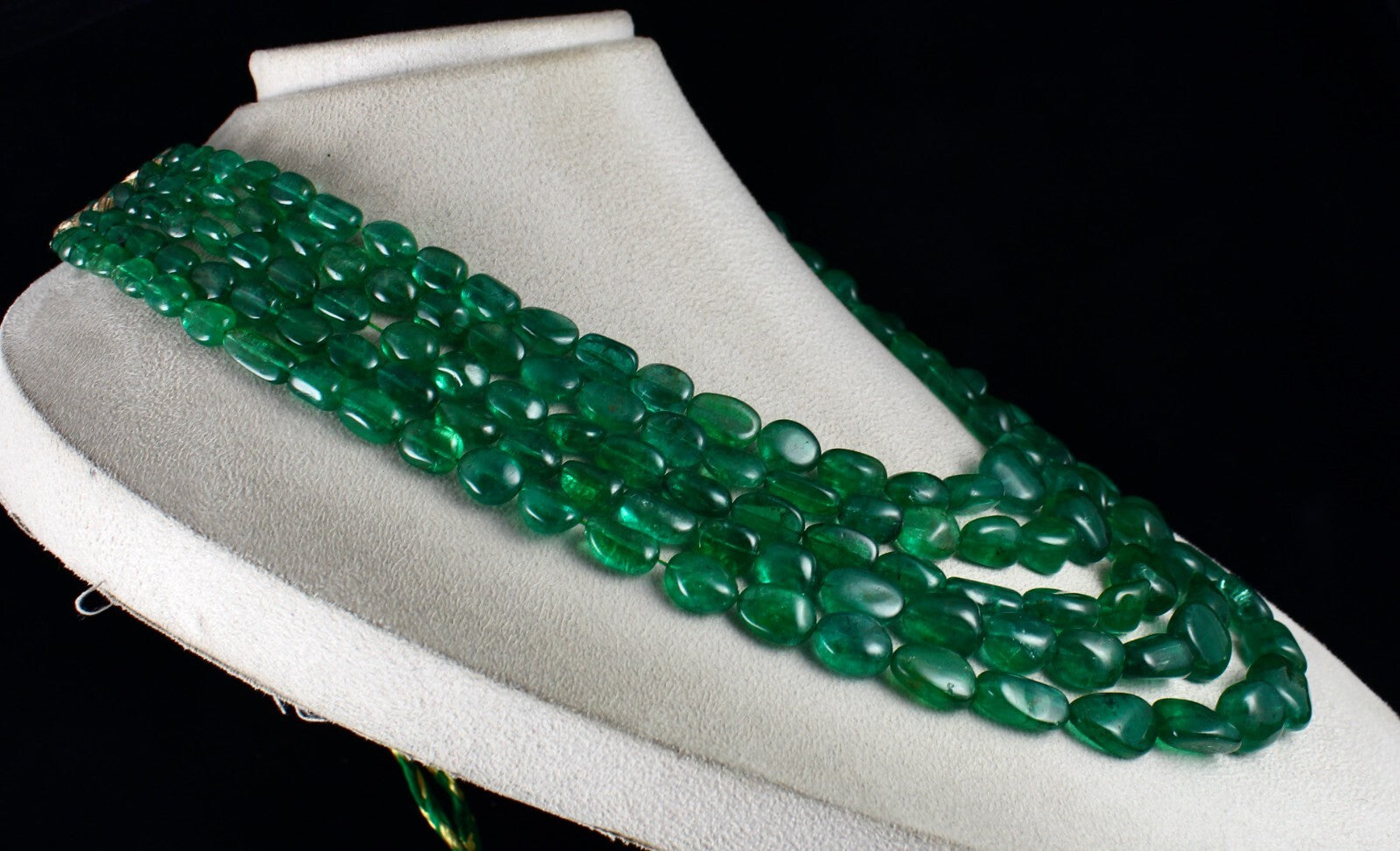 Certified Natural Zambian Emerald Beads Cabochon 1250ct Gemstone Necklace