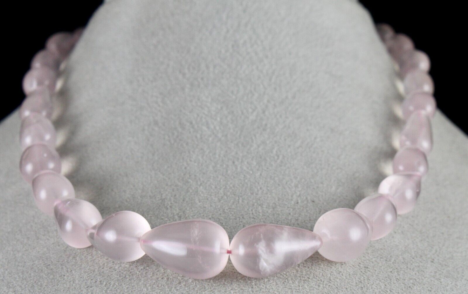 Natural Rose Quartz Beads Drops Cabochon 337 Ct Gemstone Fashion Necklace