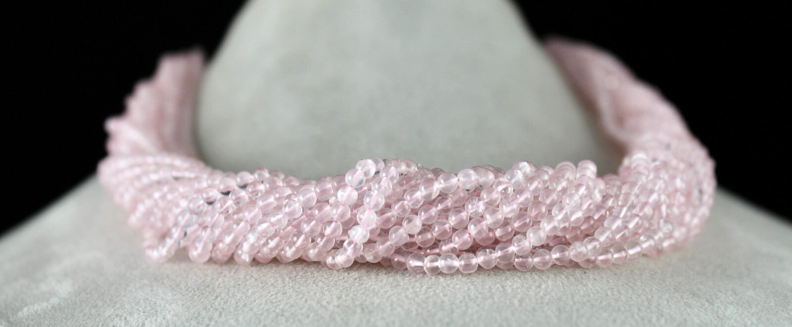 Natural Pink Rose Quartz 801 Ct Round Beads Semi-precious Necklace 17 Line