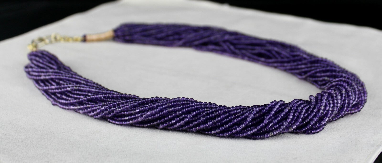 Certified Natural Amethyst 738 Ct Beads Round Sterling Silver Fashion Necklace