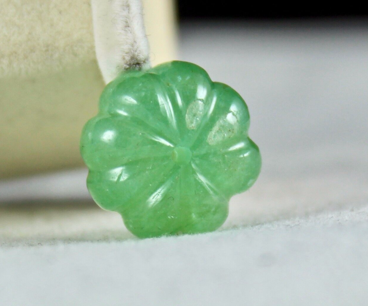 Natural Colombian Emerald Carved Melon Bead 20.33 Ct Stone Design Pendant Ring