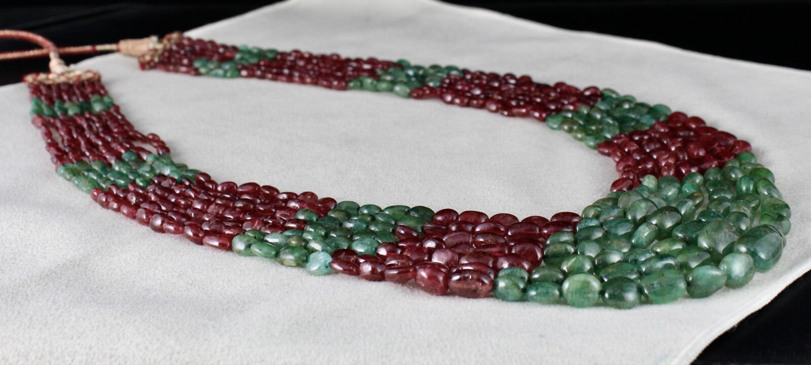 Certified Vintage Natural Spinel 724 Ct Emerald Beads Cabochon Necklace