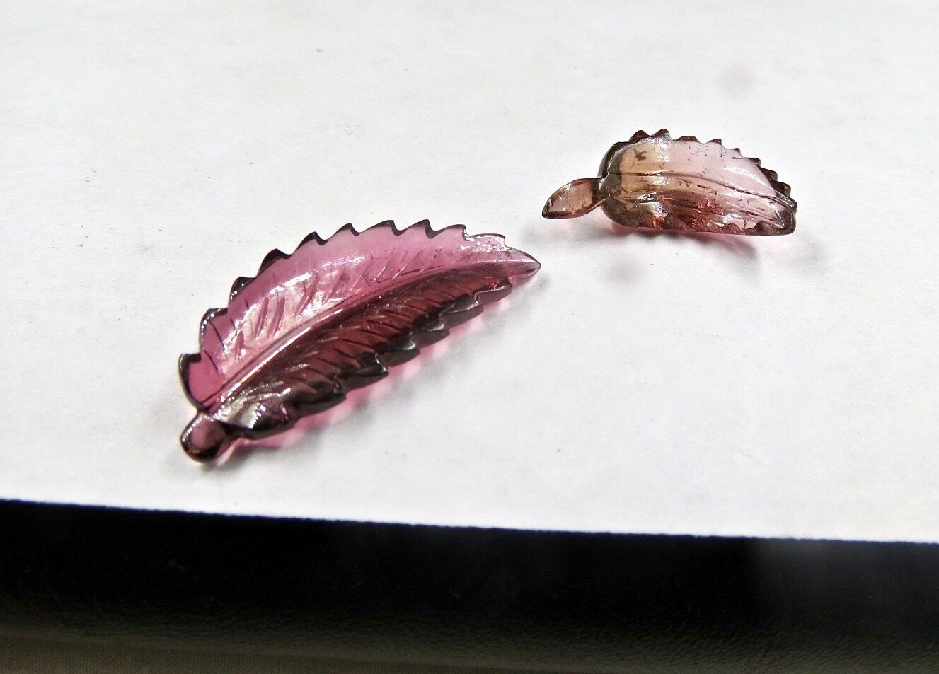 NATURAL TOURMALINE CARVED LEAVES 2 PCS 19.49 CARATS GEMSTONE FOR DESIGNING 