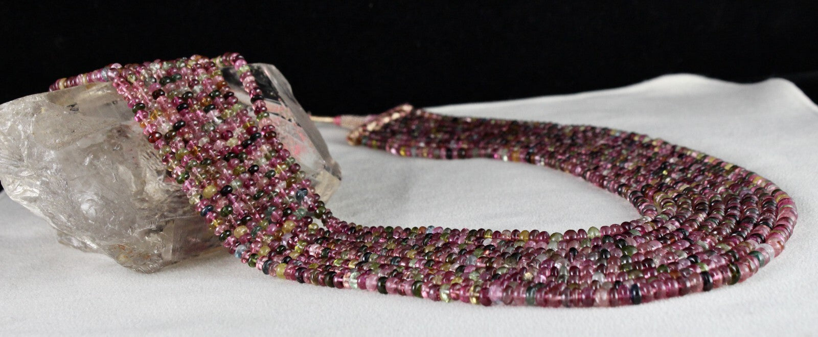 Certified Natural Tourmaline 9 Line Necklace 668ct Multi-colour Gemstone Strand