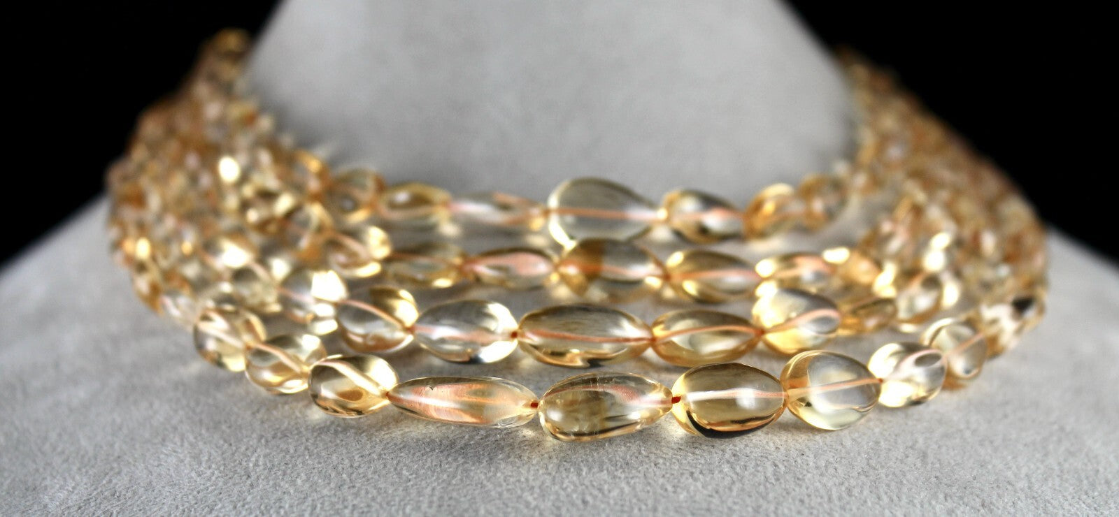 Certified Natural Yellow Citrine 764 Ct Teardrop Gemstone Fashion Necklace