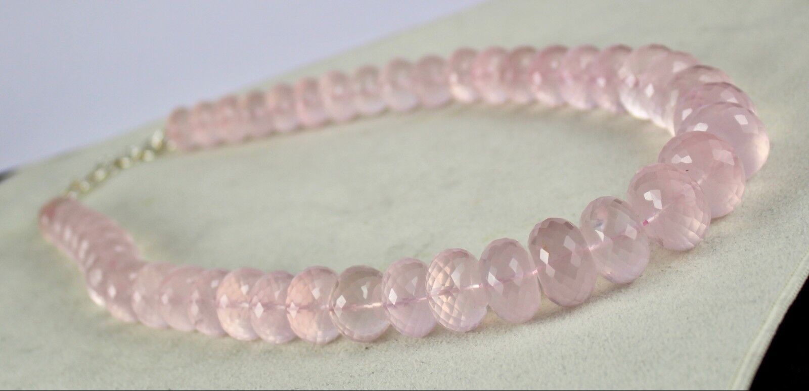 Natural Rose Quartz Beads Faceted 1125 Ct Pink Gemstone Silver Fashion Necklace