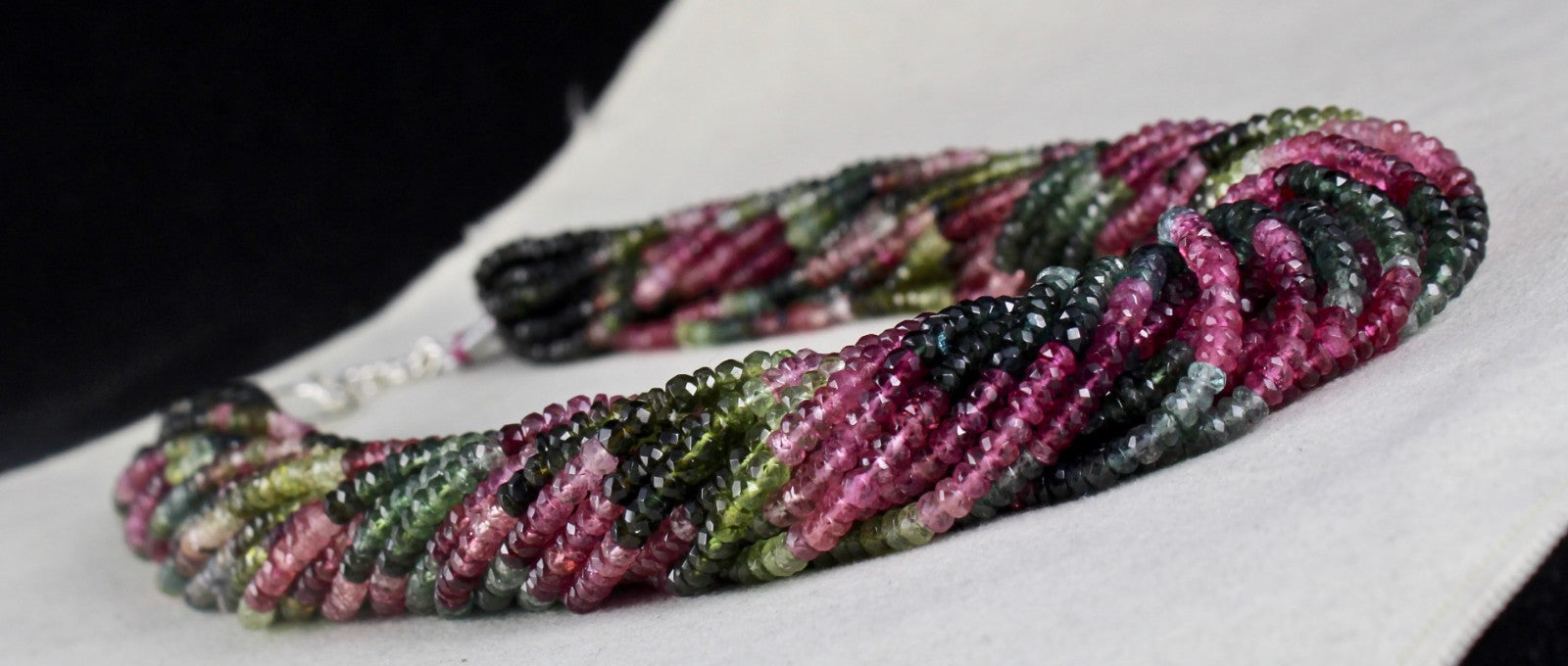 Certified Natural Multi Tourmaline 1025ct Beads Round Sterling Silver Necklace