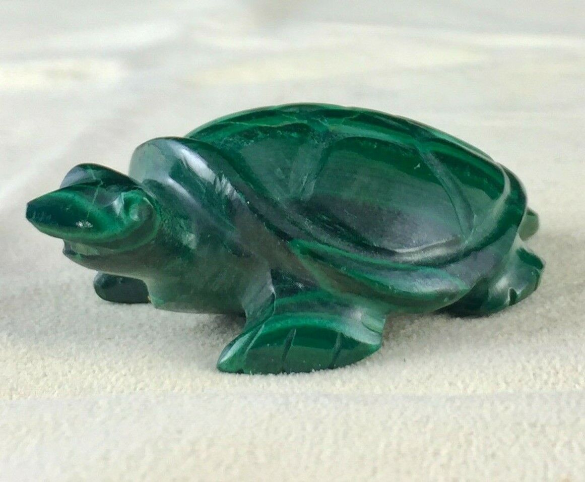 Natural Malachite Carved Tortoise 291 Carats Gemstone Statue Pendant Designing