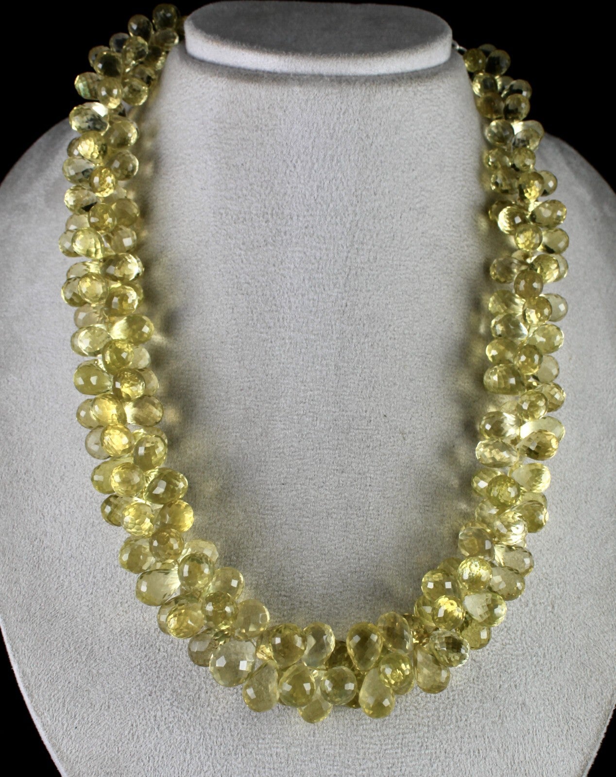Certified Natural Lemon Quartz Teardrop Necklace 1193 Ct Yellow Gemstone Beads