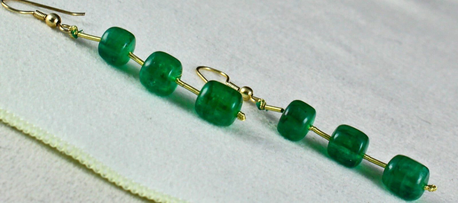 Certified Natural Zambia Emerald Beads 31.80 Ct 6 Pc Gemstone Earrings Top Green