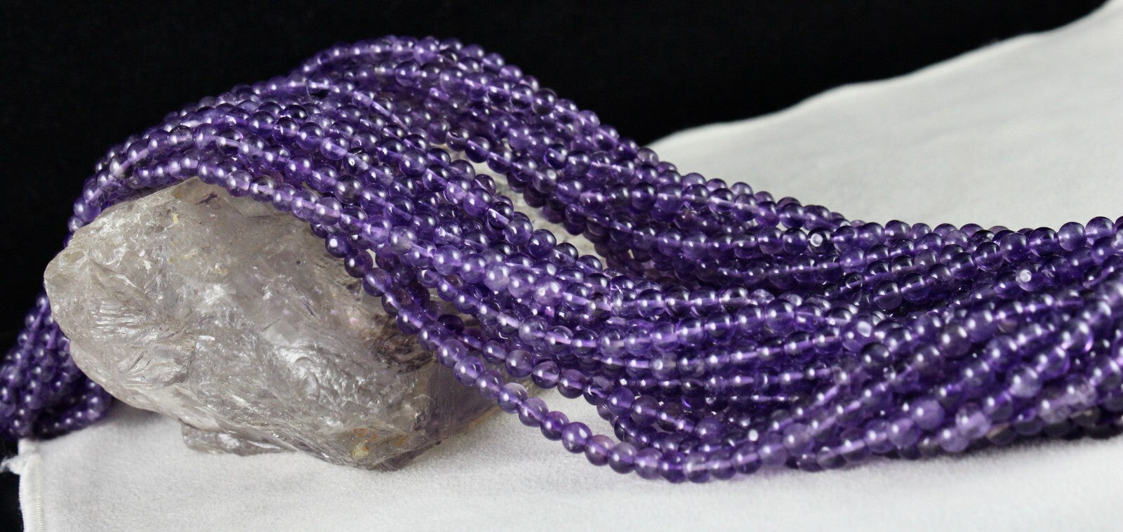 Natural Amethyst 1265 Ct Beads Round Gemstone Sterling Silver Necklace 15l