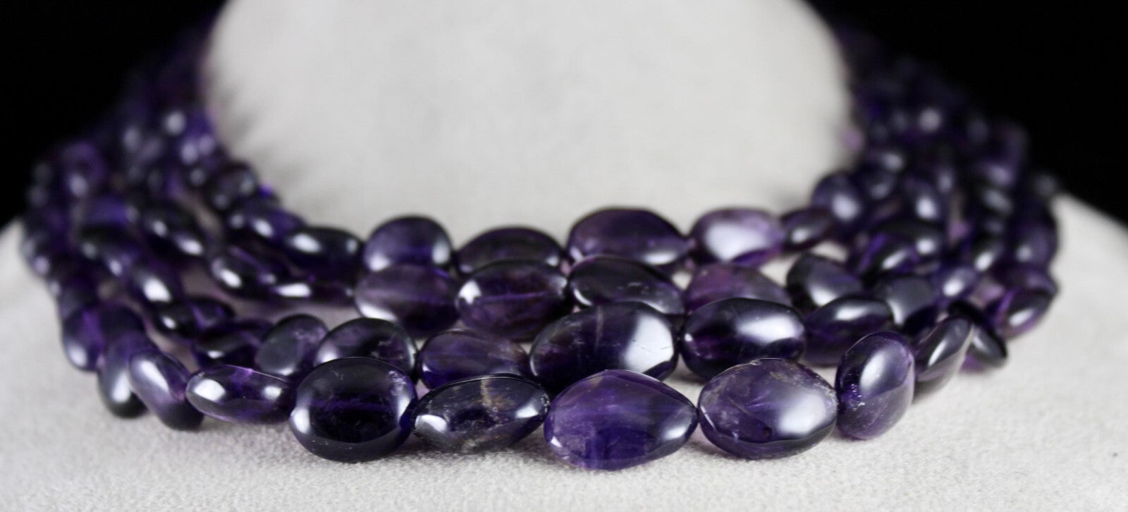 Natural Amethyst Oval Cabochon Beads Fashion Necklace 944 Ct Purple Gemstone