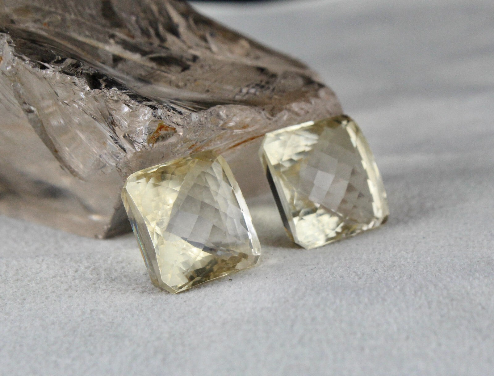 Natural Yellow Citrine Pair 69.50 Ct Square 2 Pcs Loose Gemstone Earring