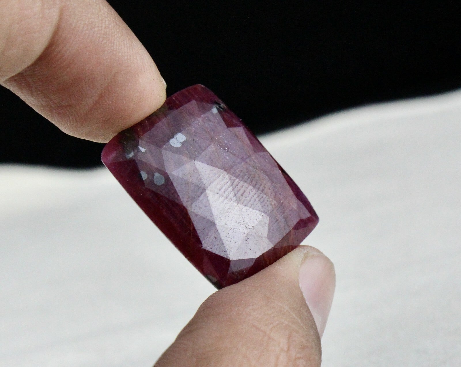 Unheated Natural Ruby 43ct Square Faceted Cabochon Gemstone Pendant Design