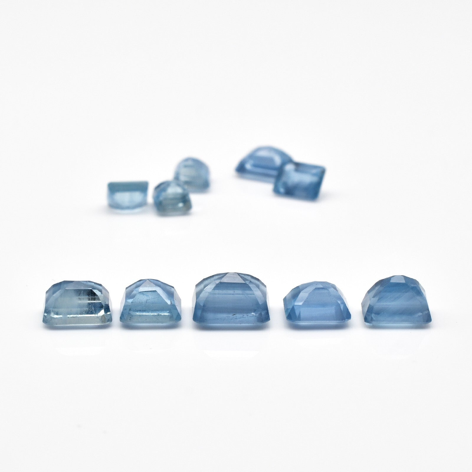 Certified Natural Blue Aquamarine Octagon Cut 10 Pc 10.04 Ct Loose Gemstone Set