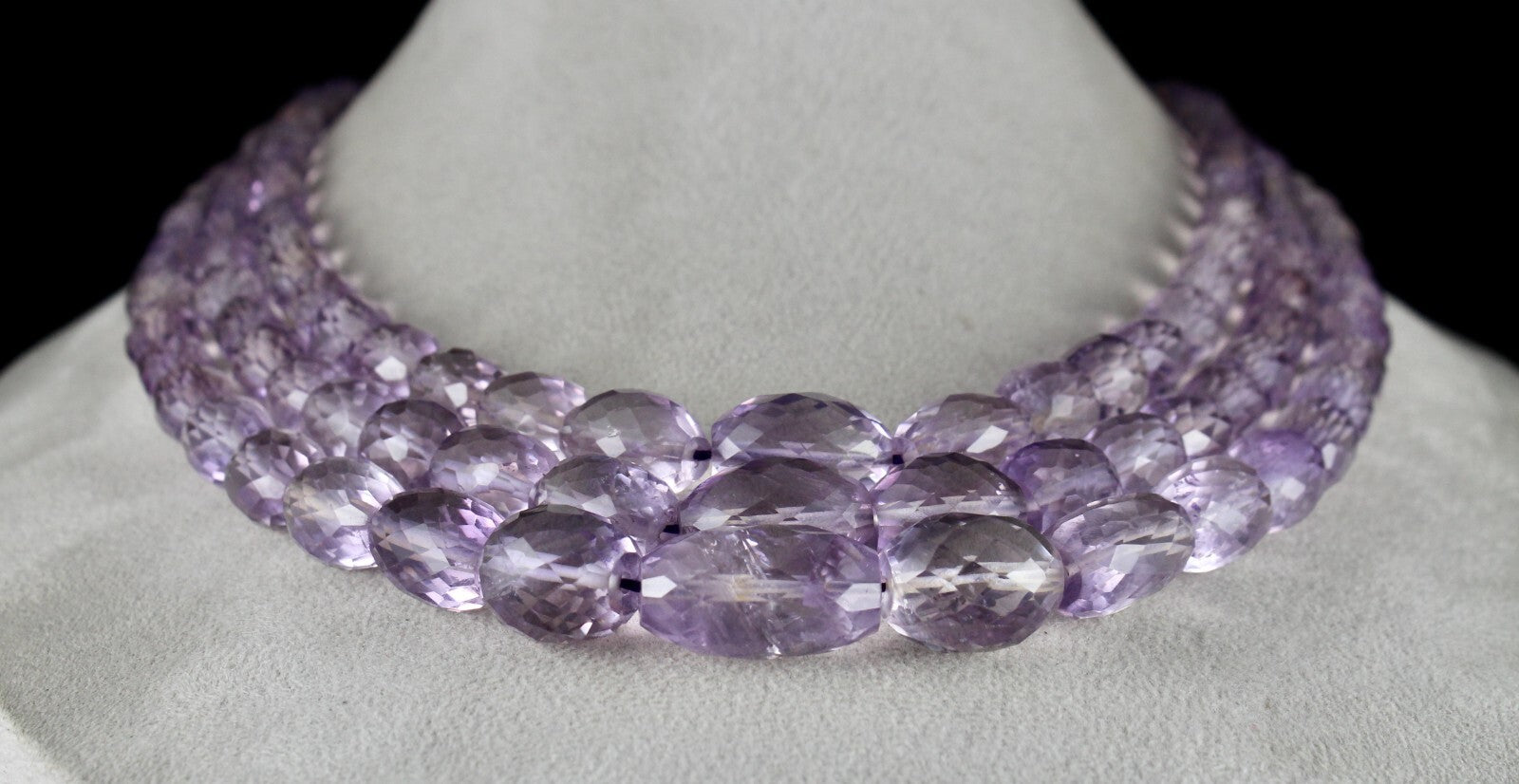 Certified Natural Amethyst 1164ct Beads Long Faceted Gemstone Fine Necklace