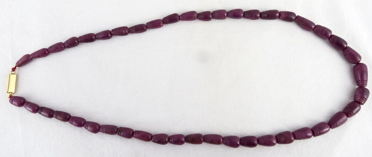 NATURAL RUBY BEADS CARVED FANCY DROPS 335 CARATS GEMSTONE NECKLACE WITH CLASP