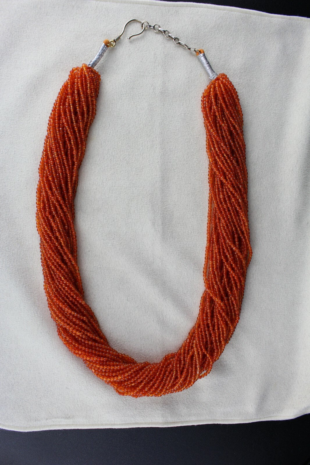 Natural Orange Carnelian 789 Ct Beads Round 32 L Gemstone Fashion Necklace