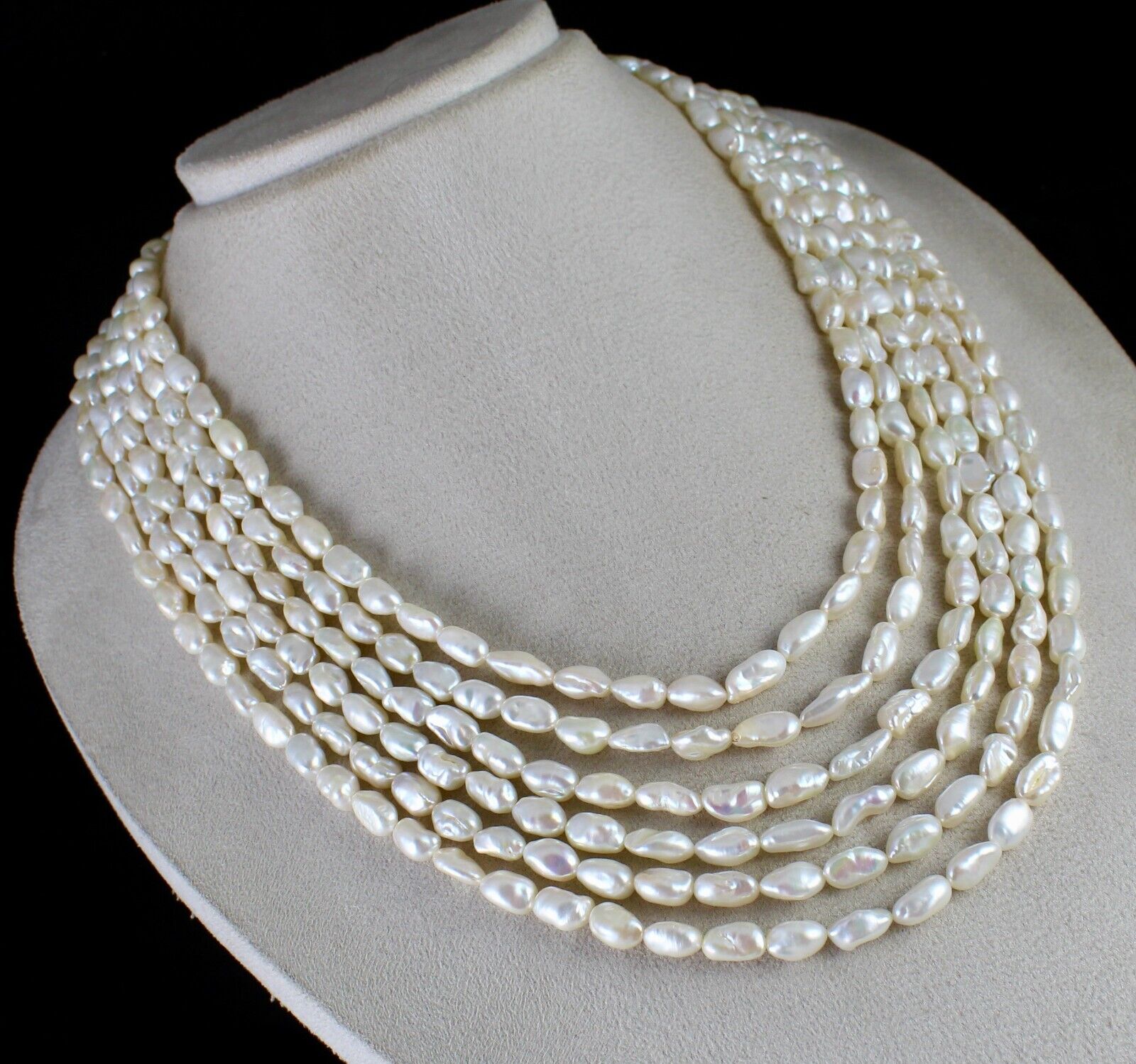 A+ GENUINE KESHI SOUTH SEA PEARL BEADS LONG 6 L 719 CT GEMSTONE FINEST NECKLACE