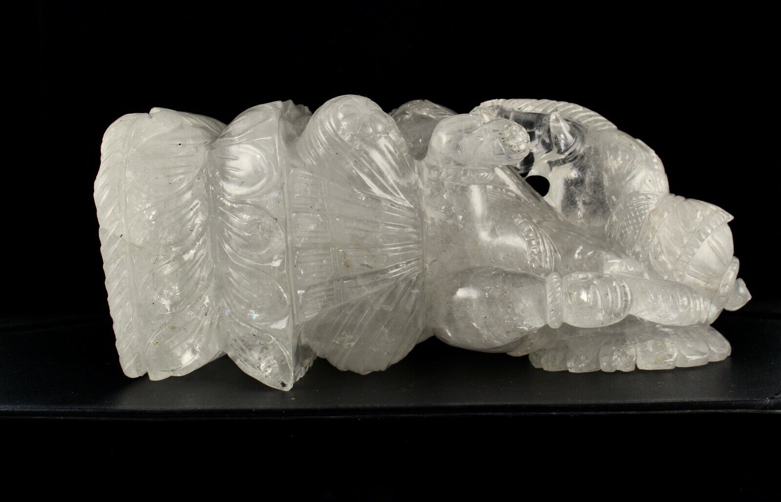 NATURAL ROCK CRYSTAL QUARTZ 49865 CTS 12"INCH LORD GANESHA STATUE HOME DECOR