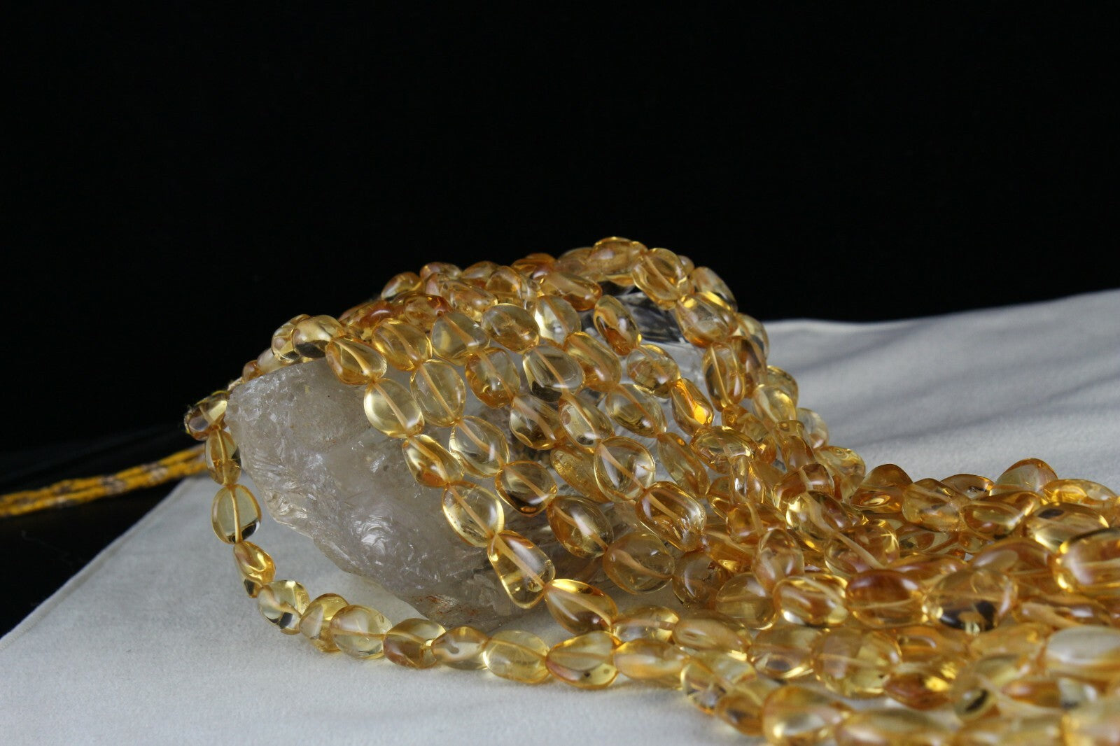 Certified Natural Yellow Citrine Beads Tumble Gemstone Necklace 5 L 1405 Ct