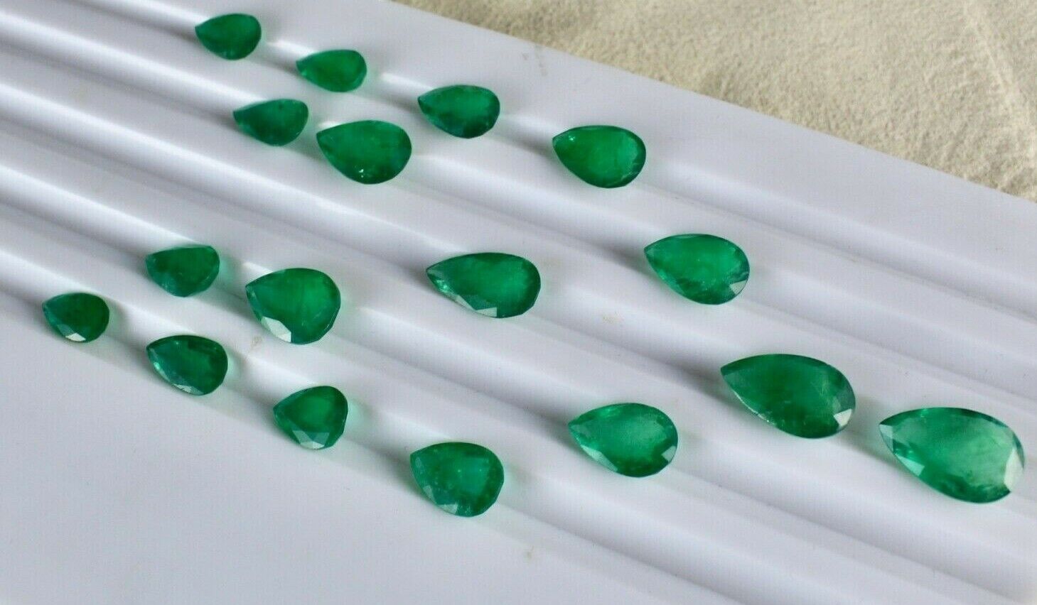 Natural Zambian Emerald Pear Cut 17 Pcs 56.48 Carats Gemstone Designing Necklace