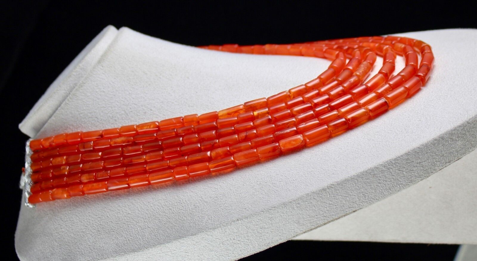 Natural Carnelian Beads Fancy Tube 6 L 1017 Ct Orange Gemstone Fashion Necklace