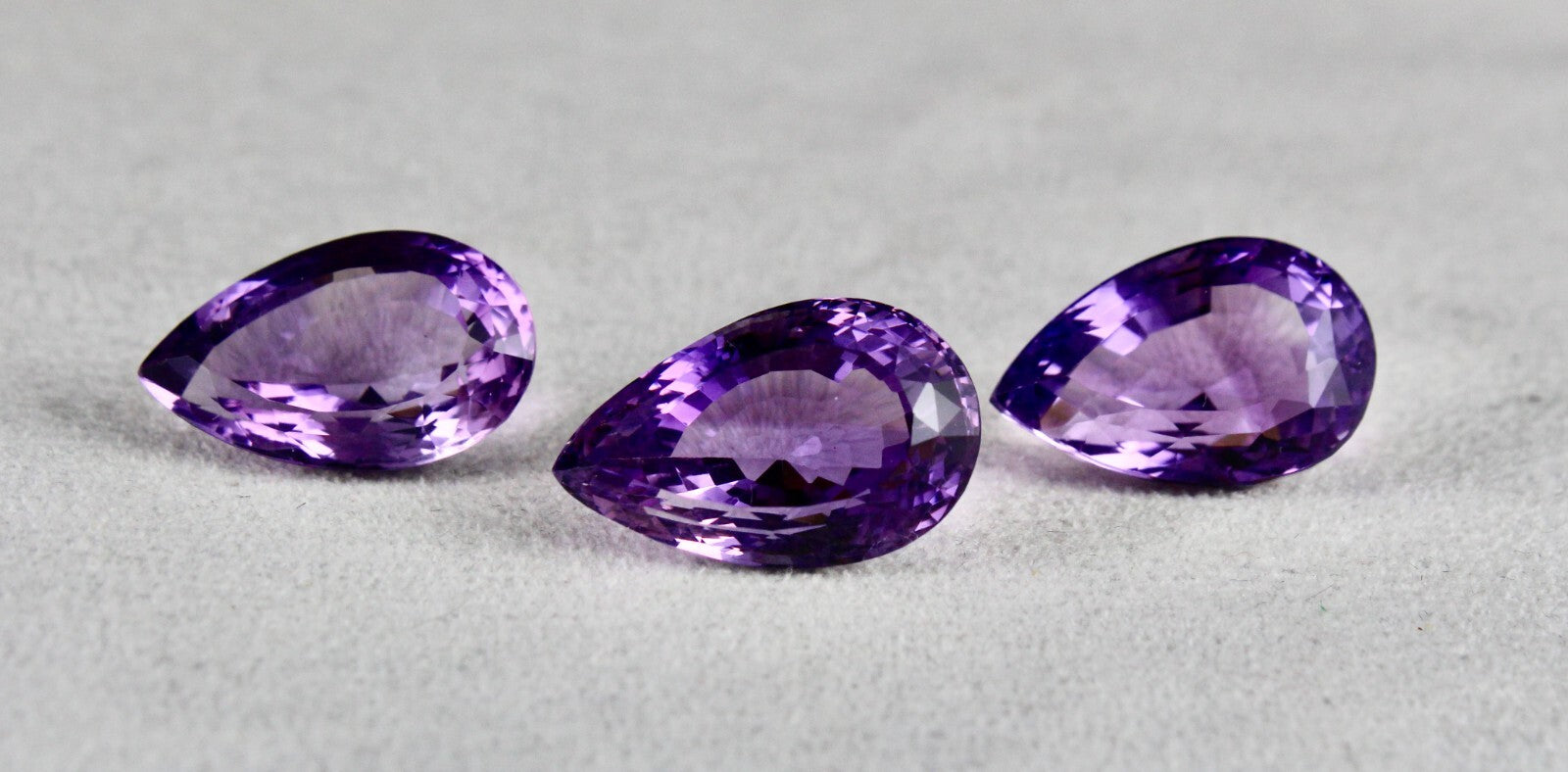 Natural Amethyst Pear Cut Gems 3 Pc 51.18 Ct For Earring Pendant Designing