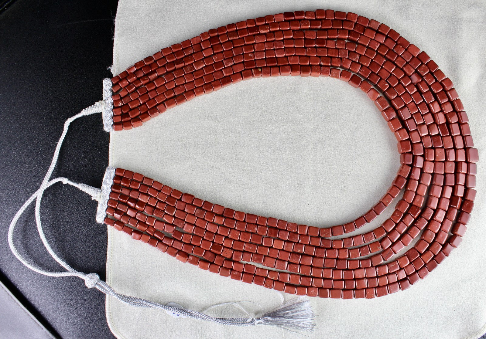 Certified Natural Red Jasper Square Beads Necklace 1982 Ct Fashion 7 Line