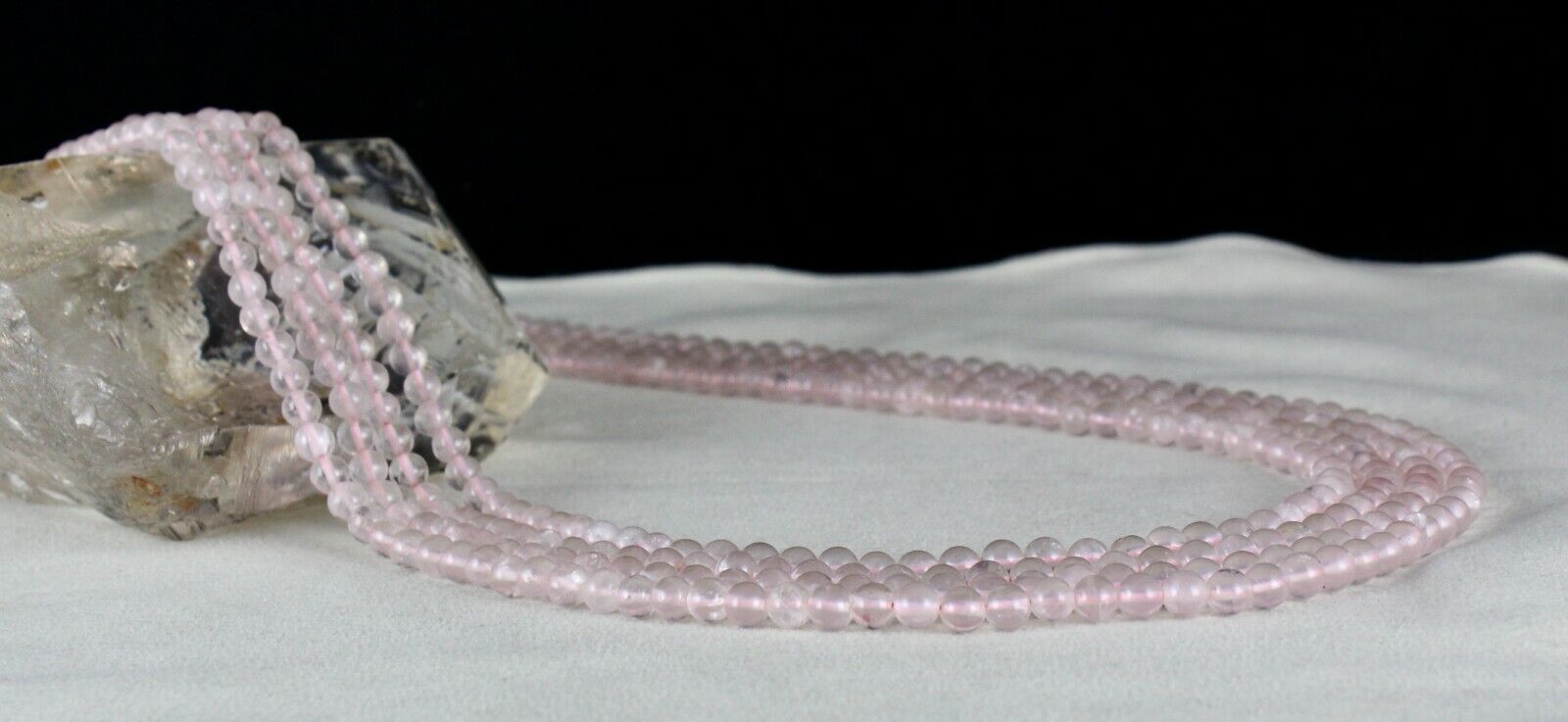 Natural Rose Quartz Beads Round 4 Line 432 Carats Gemstone Fashion Pink Necklace