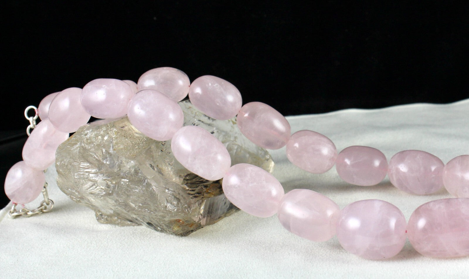 34mm Natural Rose Quartz 1642ct Gemstone Sterling Silver Long Necklace