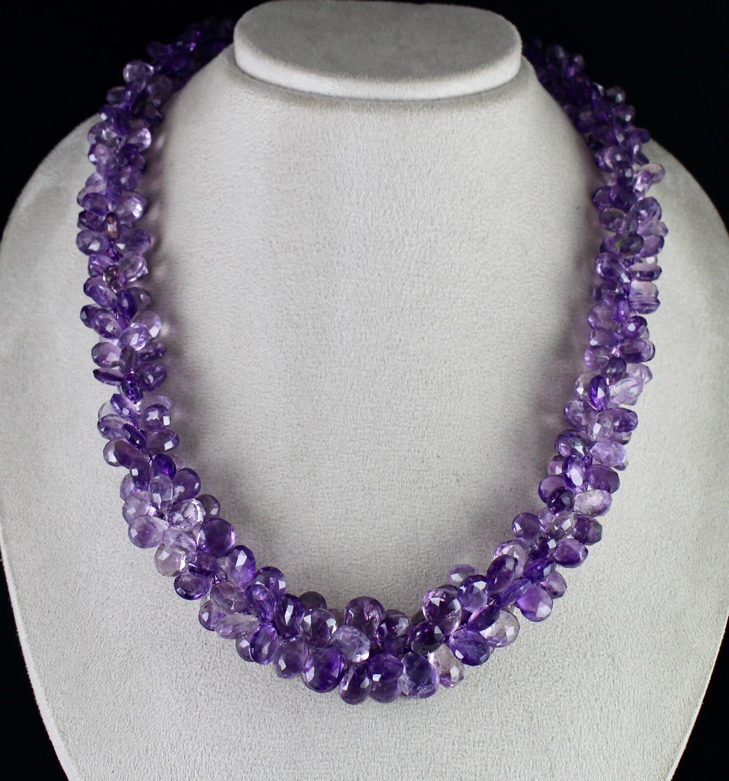 Certified Top Amethyst Beaded Drops 1079 Carats Sterling Silver String Bunch