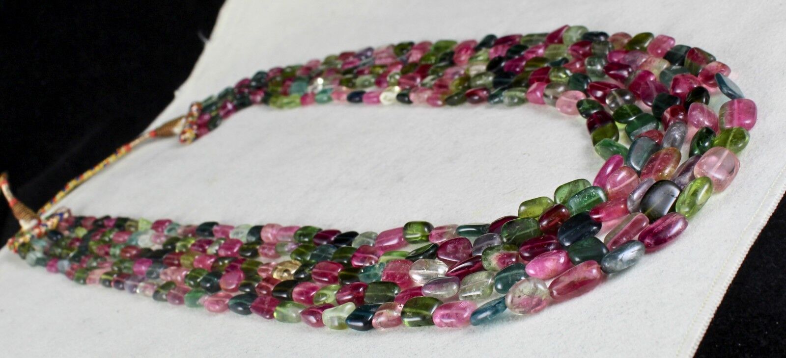 Fine Natural Multi Tourmaline Beads Cabochon 5 L 667 Ct Gemstone Necklace