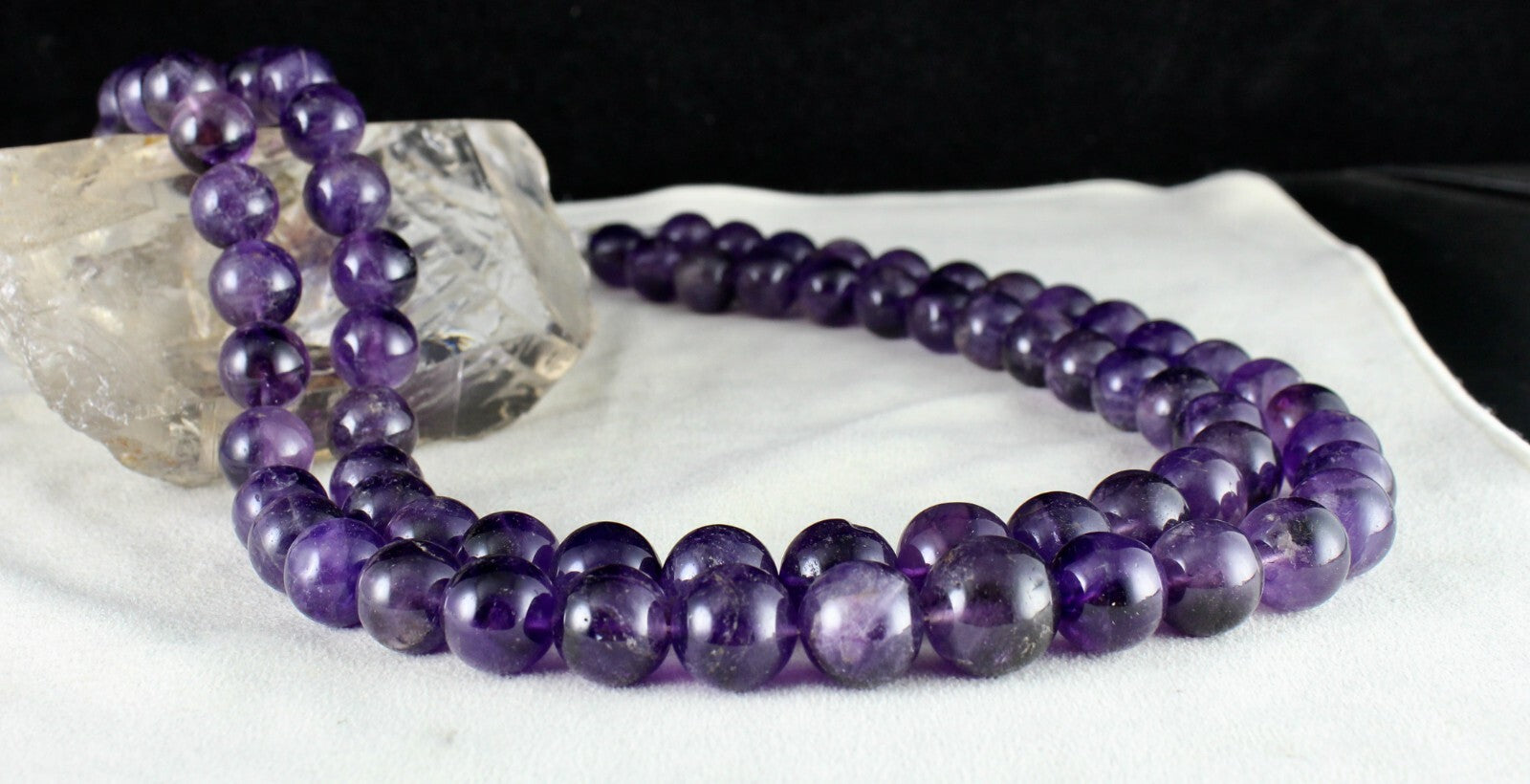 Big Natural Amethyst Beads Necklace Round 17mm 1524 Ct Purple Gemstone Finest 2l