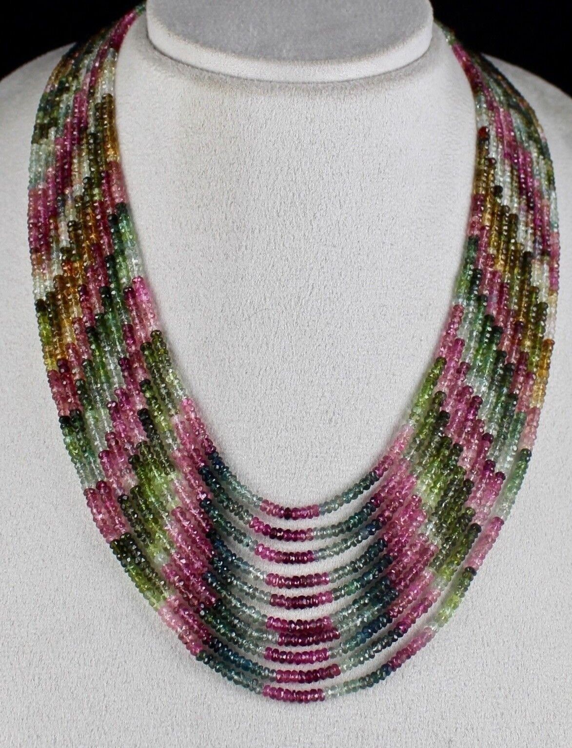 Natural Multi Colour Tourmaline Beads Faceted 10 L 495 Ct Gemstone Fine Necklace