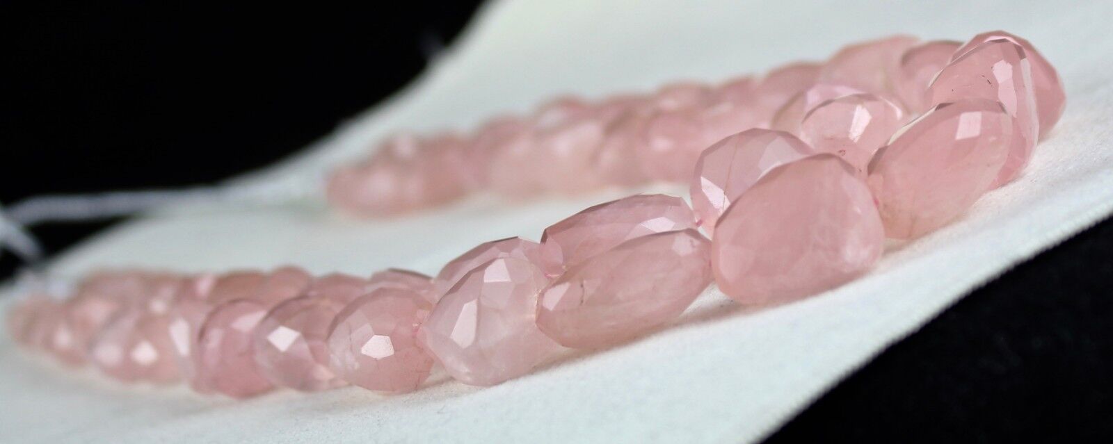 NATURAL ROSE QUARTZ TUMBLE CABOCHON 2 LINE 889 CTS BEADS GEMSTONE NECKLACE