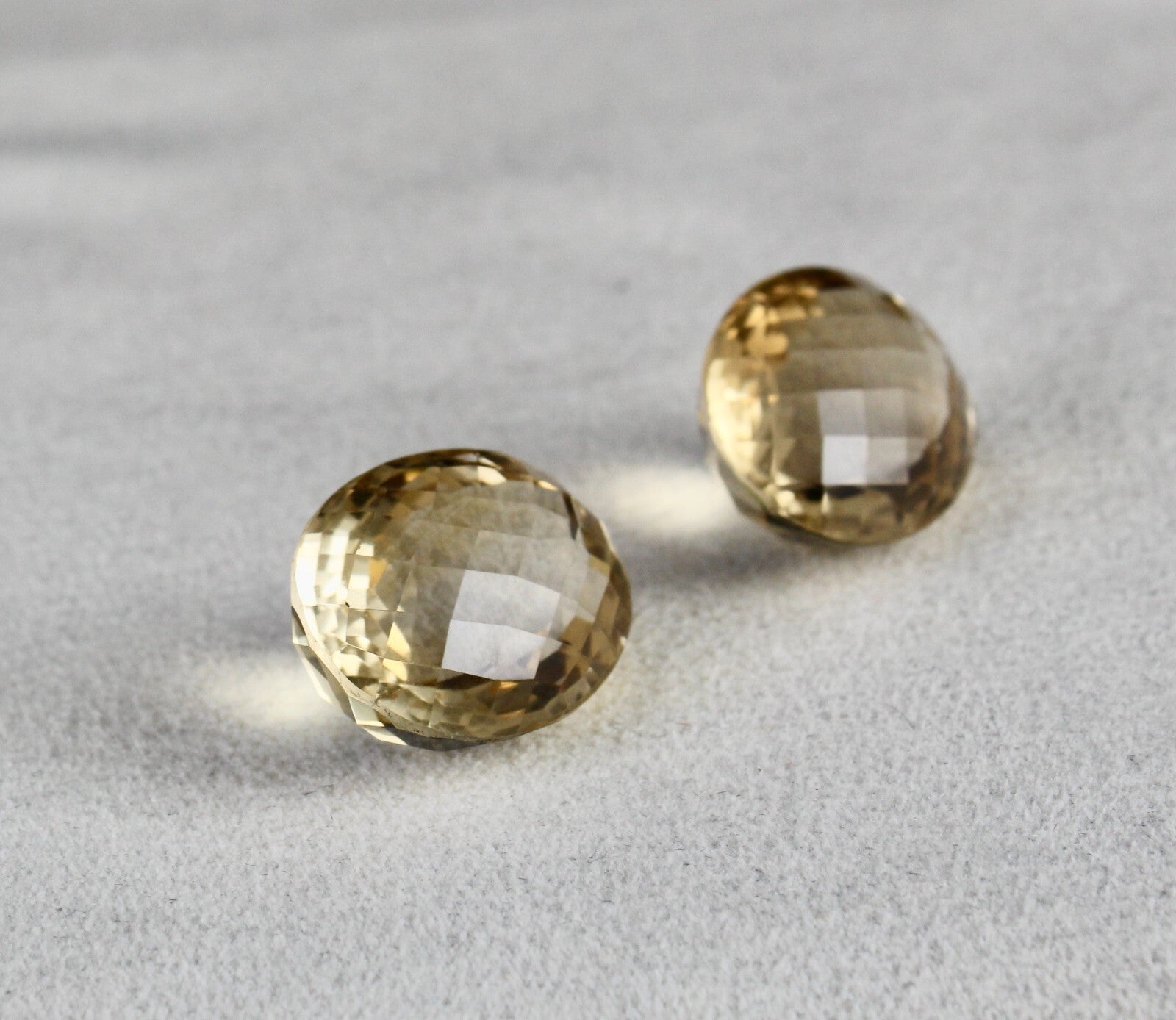 Natural Yellow Citrine Oval 61.22 Ct Gemstone Pair For Earring Design