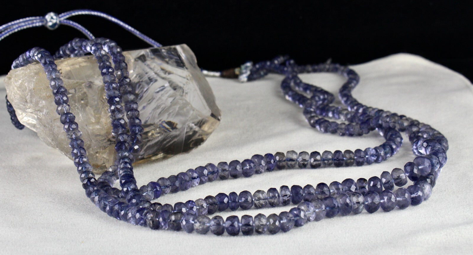 Certified Natural Blue Iolite Faceted Round Beads 3 L 606 Ct Gemstone Necklace