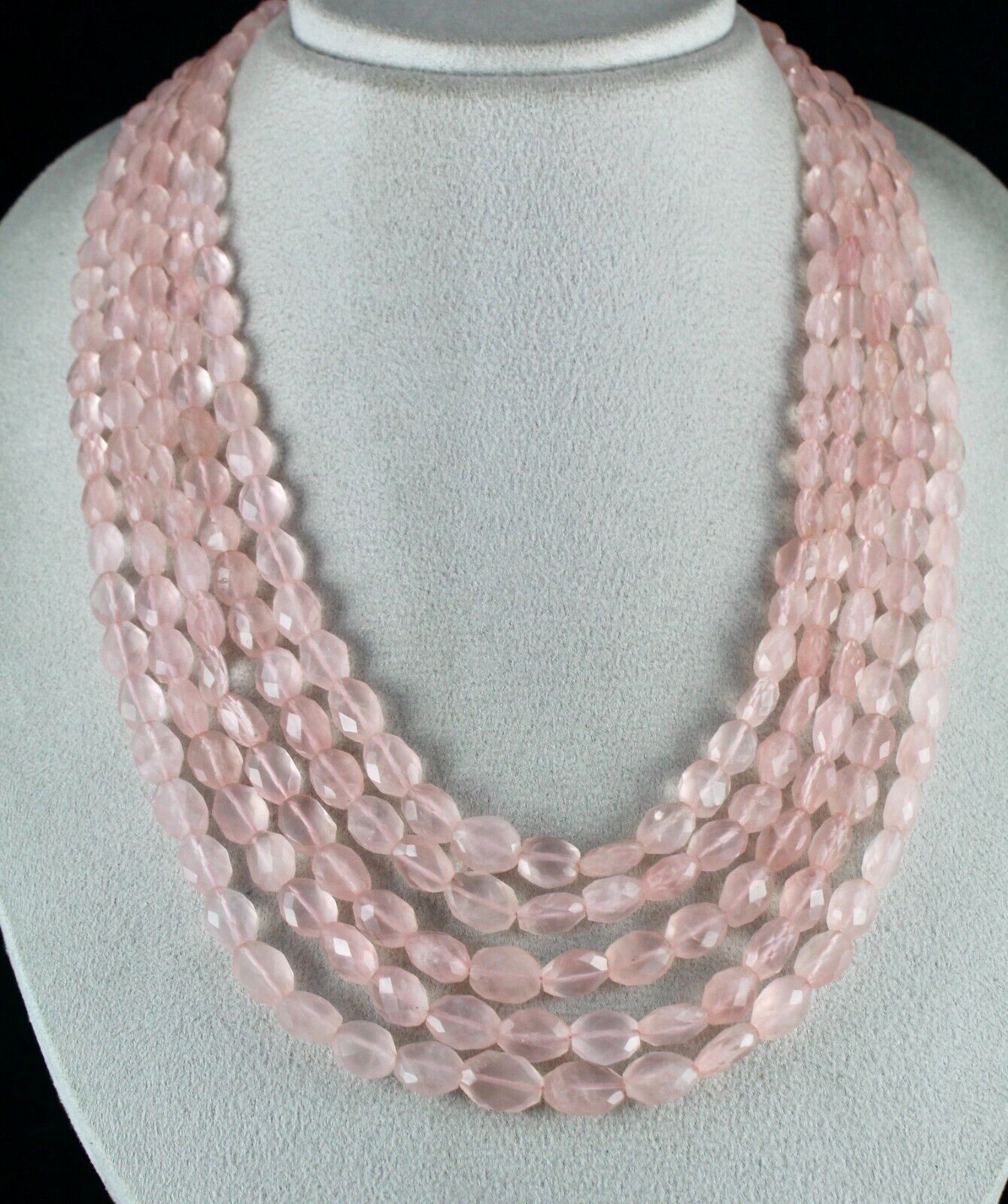 Natural Rose Quartz Beaded Necklace 5 L 860 Cts Faceted Cabochon Gemstone String