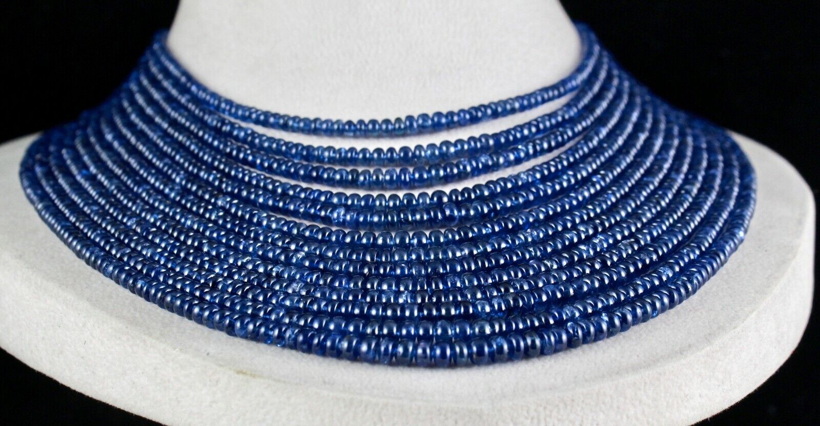 GTL CERTIFIED NATURAL BLUE SAPPHIRE BEADS ROUND 13 L 1047 CTS GEMSTONE NECKLACE