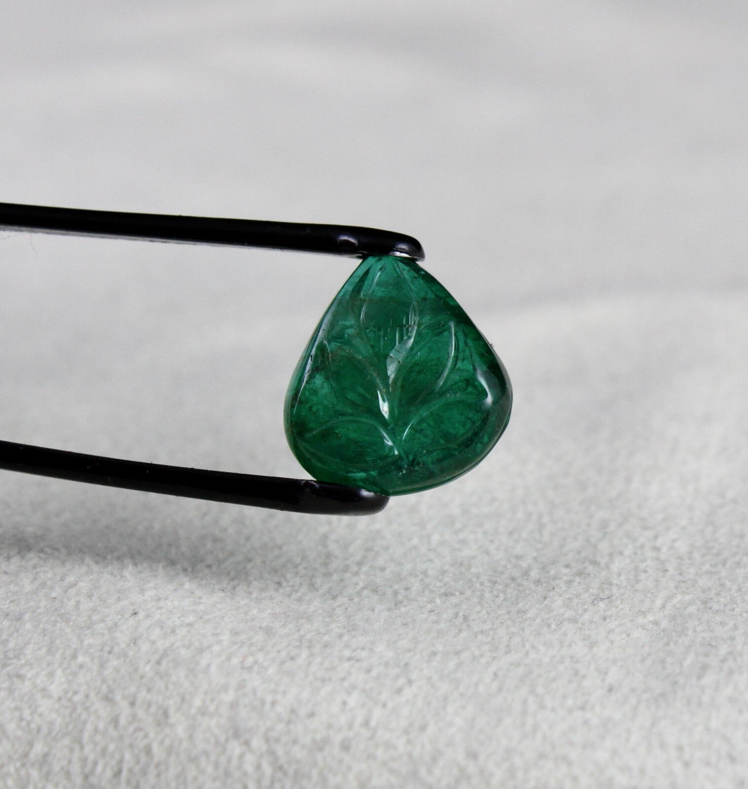 Certified Natural Zambia Emerald 11.07 Ct Carved Pear Gemstone For Ring Pendant
