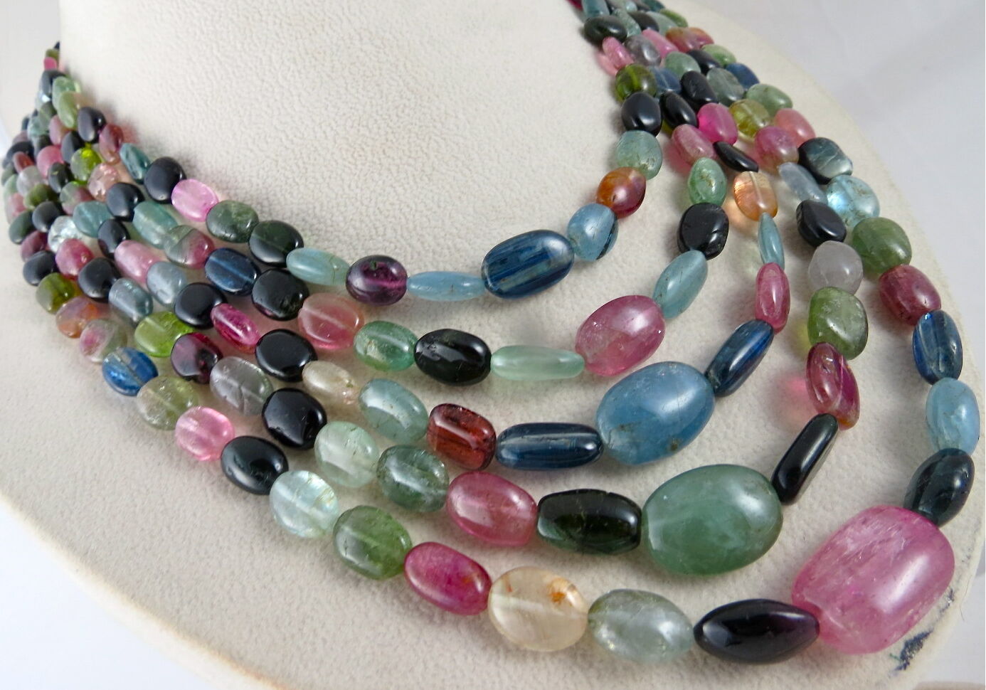 Natural Multi Tourmaline Aquamarine Beads 848 Ct Gemstone Fine Cocktail Necklace