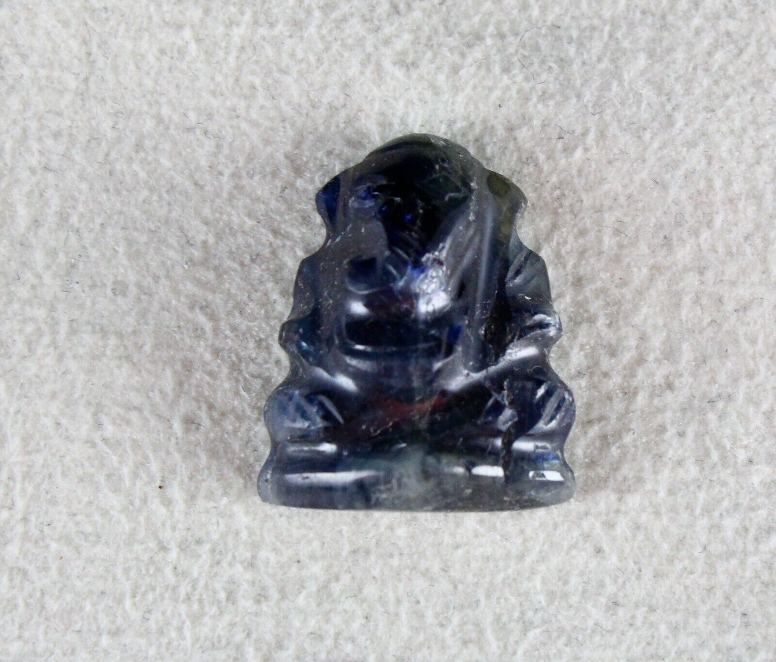 SPIRITUAL NATURAL BLACK SAPPHIRE CARVED GANESHA 18.95 CTS GEMSTONE RING PENDANT