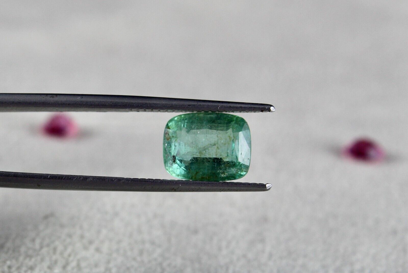 NATURAL OLD SPINEL EMERALD CUSHION CUT 3 PCS 4.40 CARATS GEMSTONE RING PENDANT