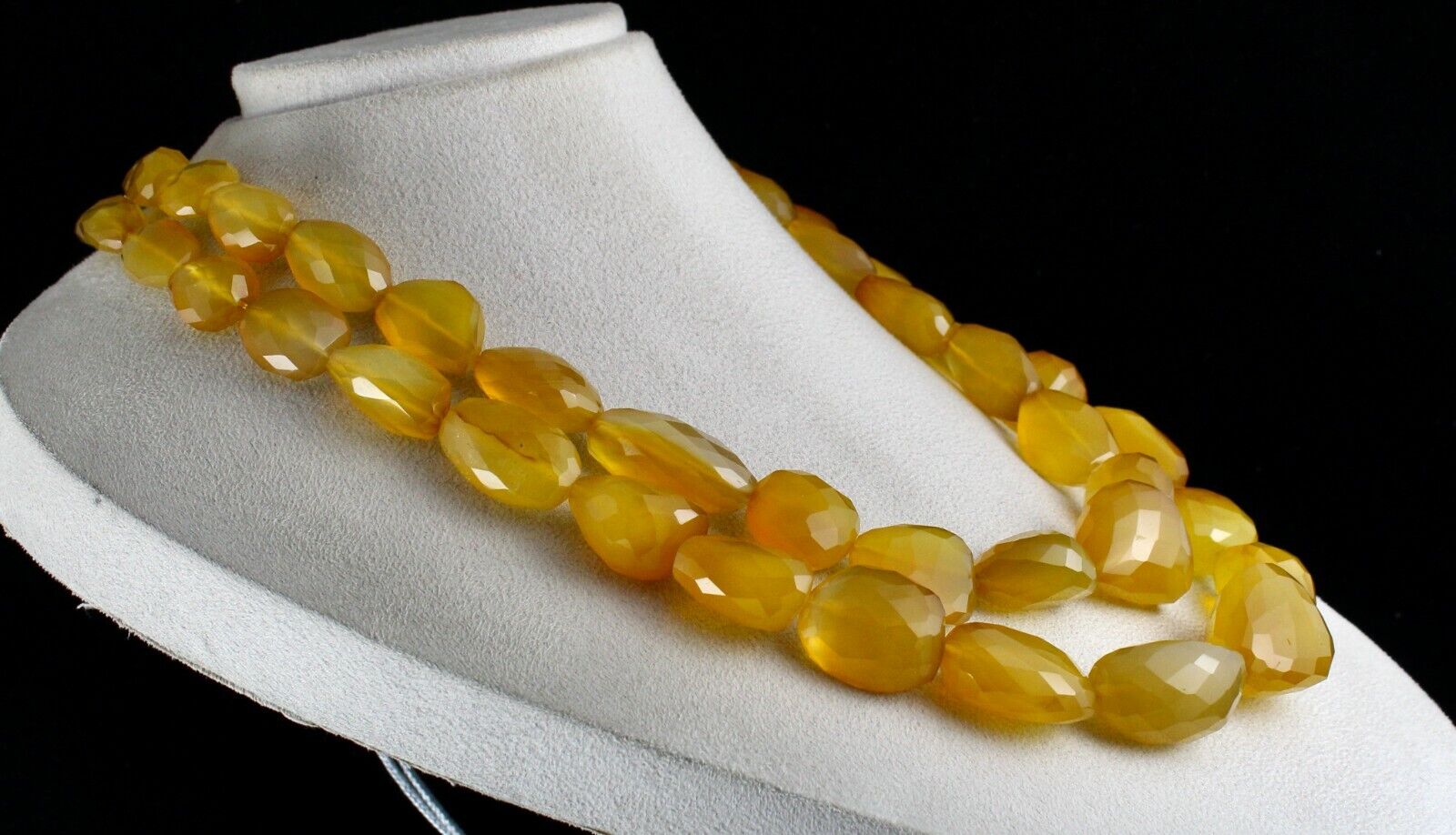 YELLOW CHALCEDONY BEADS FACETED 2 L 1747 CTS GEMSTONE BEADED FASHION NECKLACE