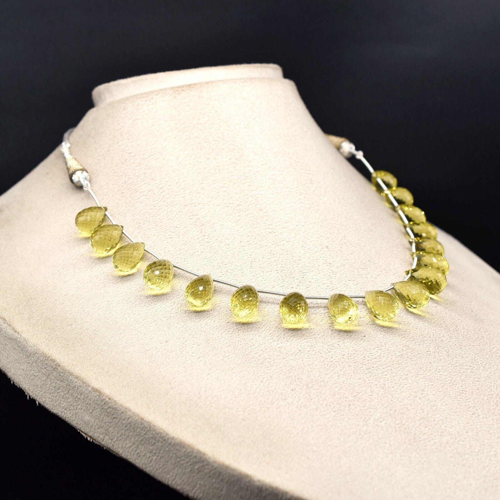 Natural Lemon Quartz Beads 180 Ct Tear Drops Gemstone Finest Party Necklace