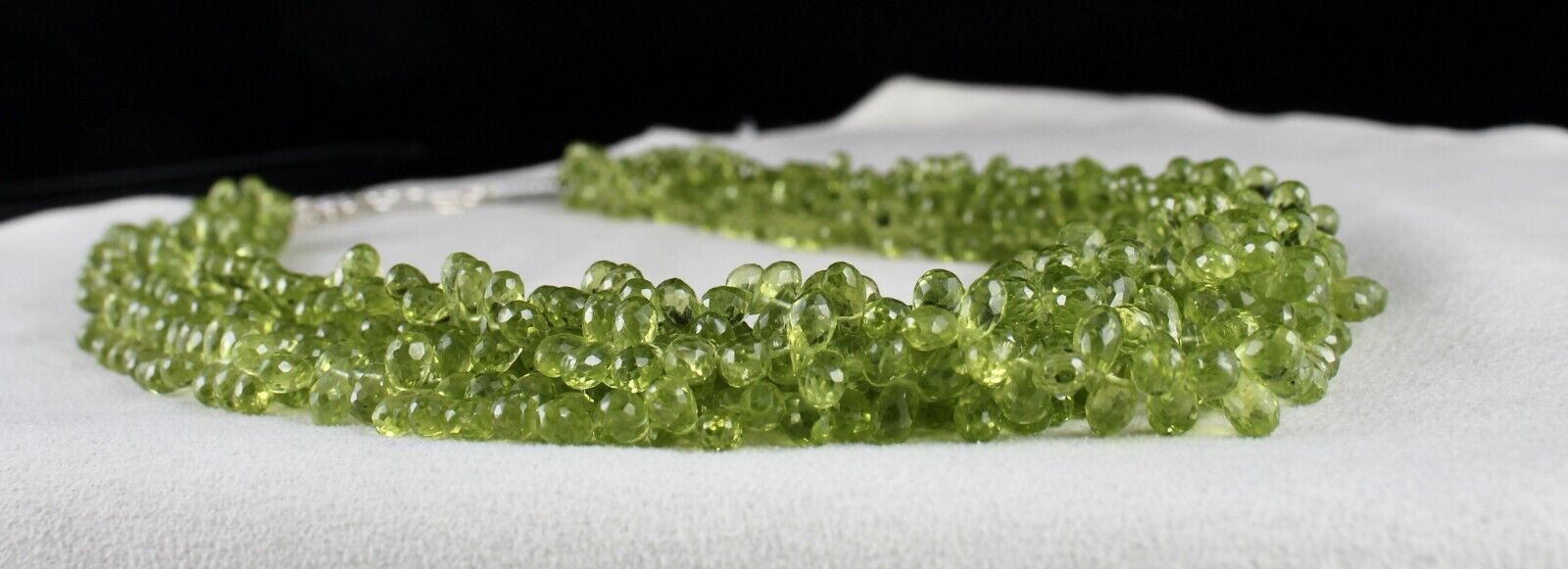 Natural Peridot Beads Tear Drops 5 L 829 Ct Gemstone Silver Fashion Necklace